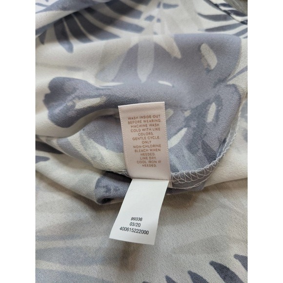 NWT Lauren Conrad Palm Leaf Short Sleeve Blouse Size XL  Women's White - Picture 3 of 8